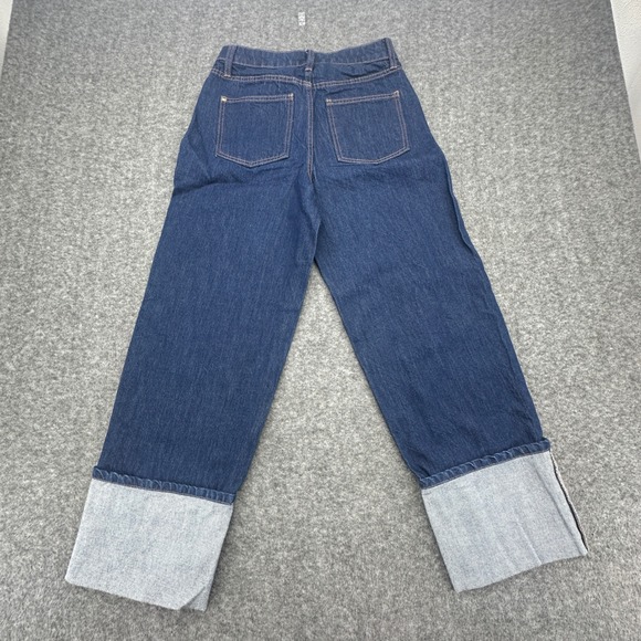 Kate Spade New York Wide Leg Cropped Cuffed Jeans Dark Wash Size 0‎ - Picture 3 of 10